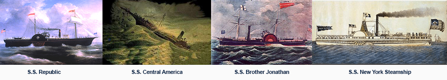Shipwrecks -S.S. Republic, S.S. Central America, S.S. Brother Jonathan, S.S. New York Steamship
